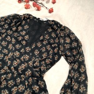 Deep blue floral blouse